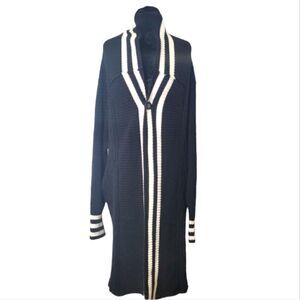 Ron Tomson Los Angeles Black White Striped Cardigan Size 2XL-3XL Unisex